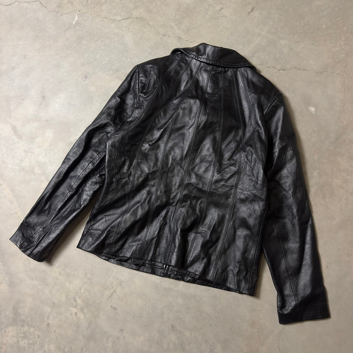 East 5th Leather Jacket Womens Large Black Moto Grunge Minimalist Streetwear