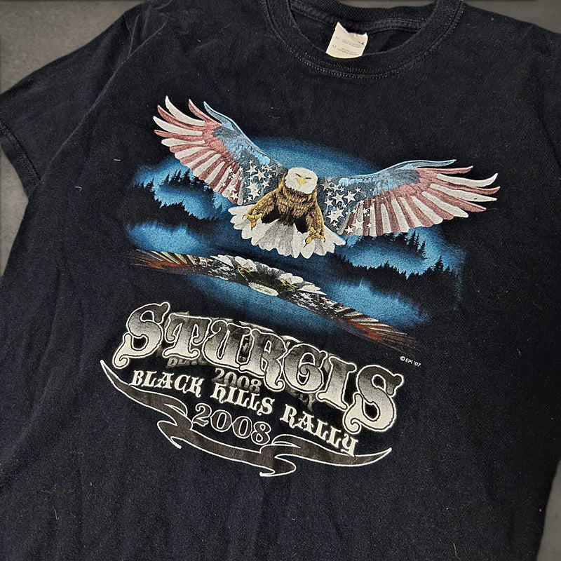 Gildan Sturgis Black Hills Rally 2008 Tee Mens M Black Biker