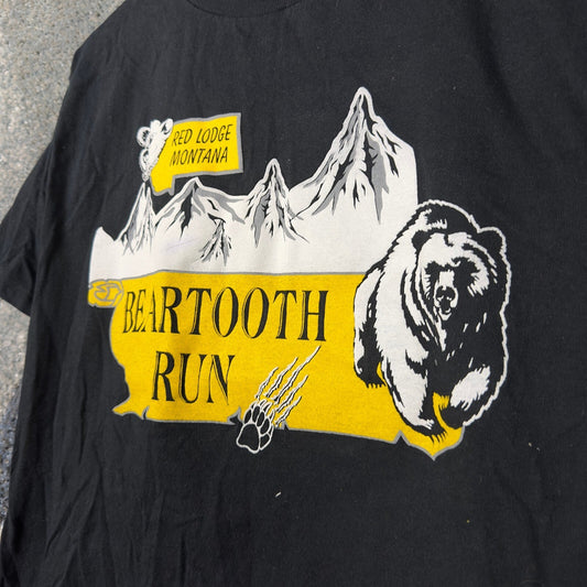 Vintage Fruit of the Loom Beartooth Run T-Shirt Mens M Black