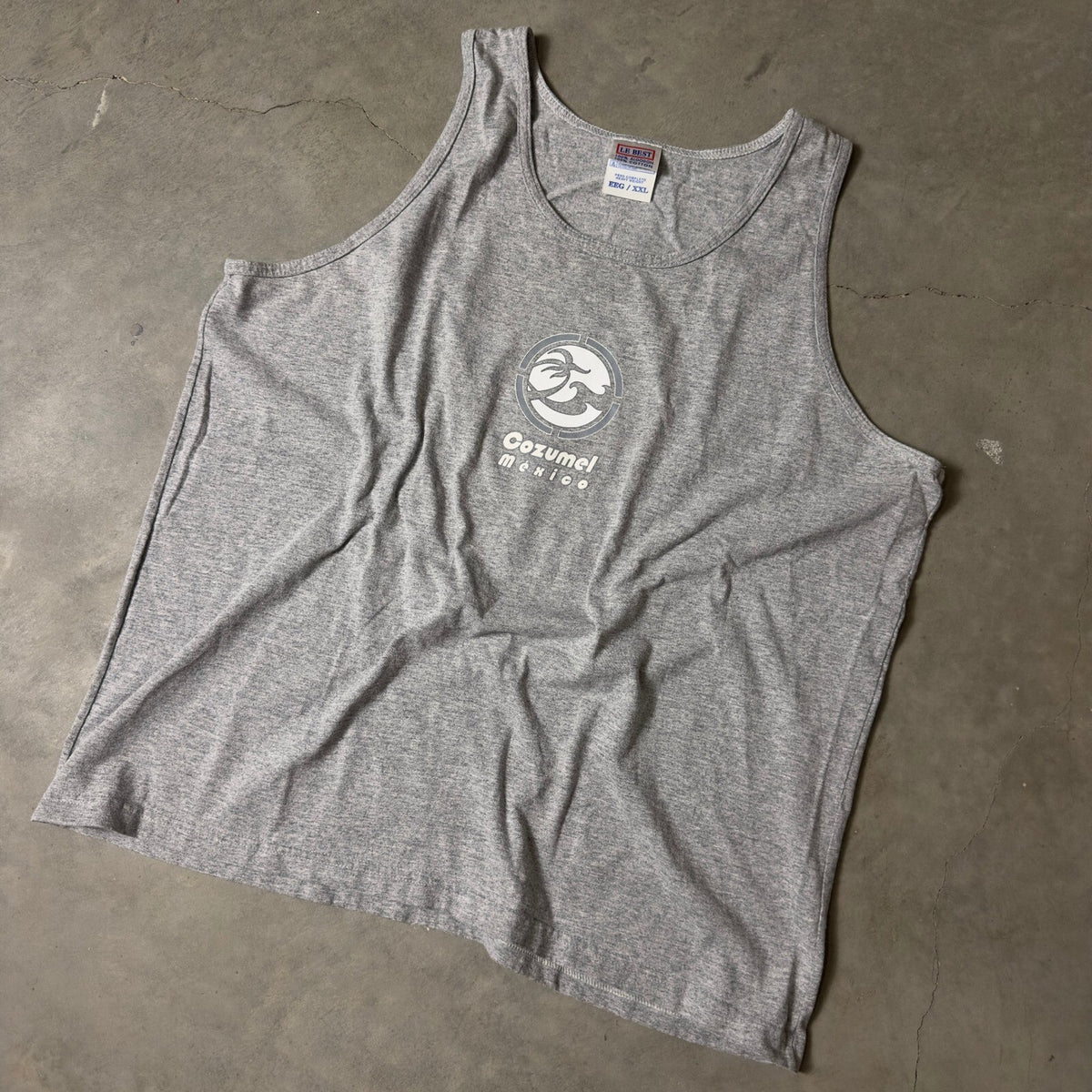 Vintage Le Best Cozumel Mexico Tank Top Men XXL Gray Graphic
