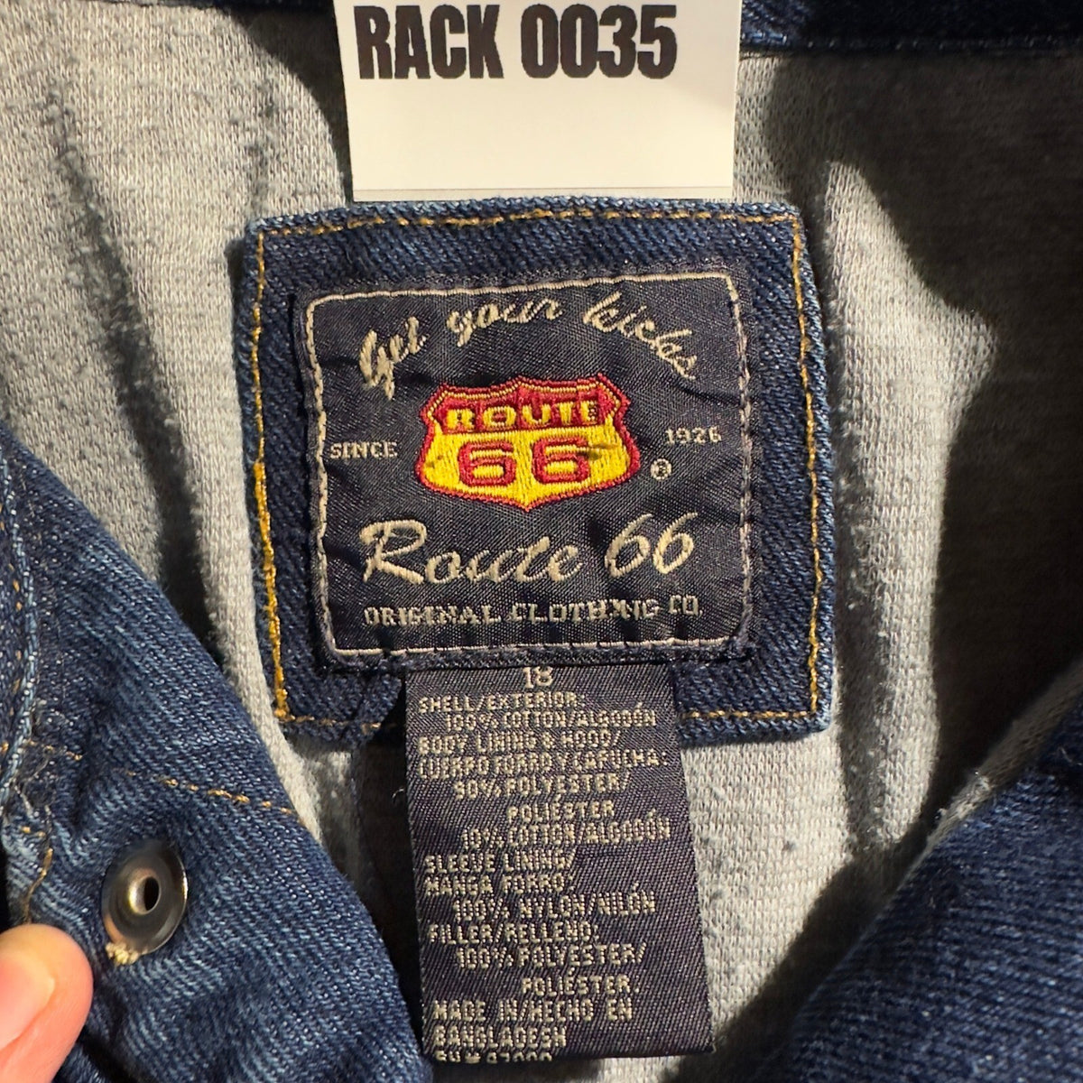 Vintage Route 66 Denim Trucker Jacket Mens 18 Blue Lined Workwear 90s Streetwear