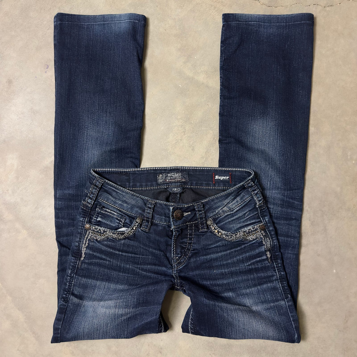 Silver Jeans Aiko Slim Bootcut Womens 25x33 Bling Pockets