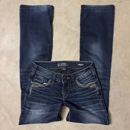Silver Jeans Aiko Slim Bootcut Womens 25x33 Bling Pockets