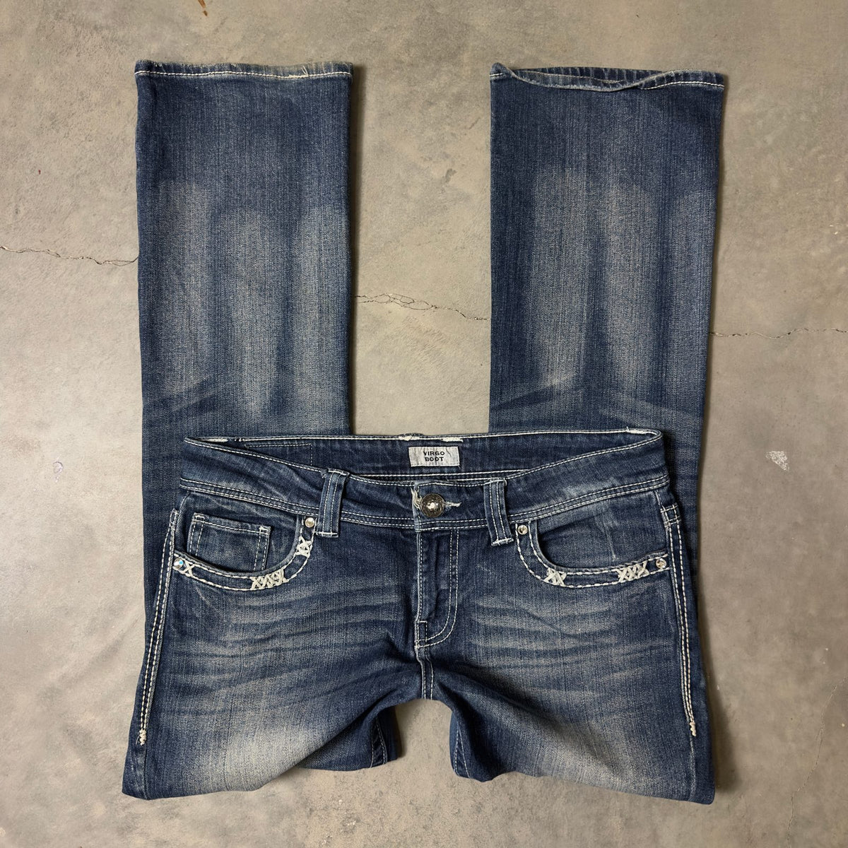 Daytrip Virgo Boot Jeans Womens 31R Dark Wash Bling Western