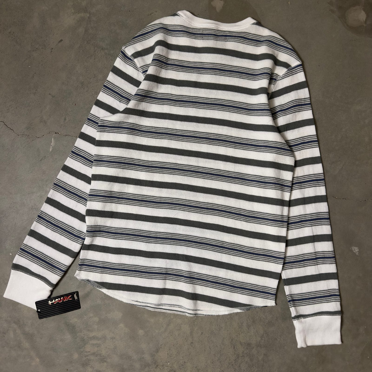 NWT Vintage Y2K Tony Hawk Striped Thermal Shirt Mens L Gray