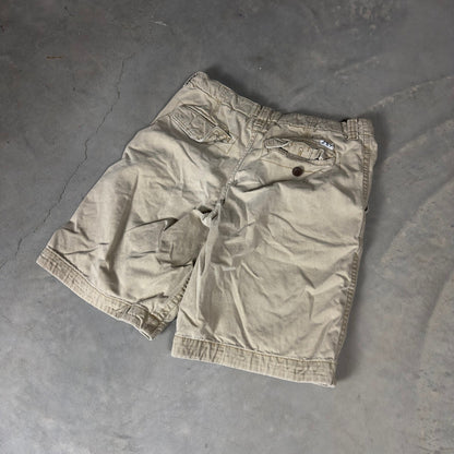 Aeropostale Flat Front Khaki Shorts Mens 33 Tan Baggy Preppy