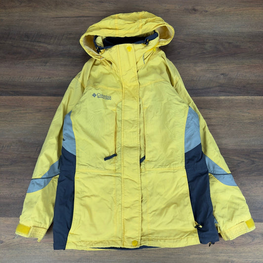 Columbia Interchange Ski Jacket Womens Medium Yellow Grey Vintage Y2K Gorpcore