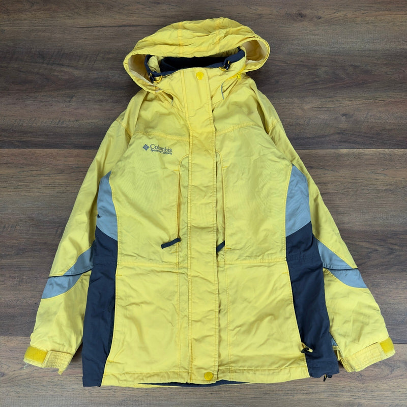 Columbia Interchange Ski Jacket Womens Medium Yellow Grey Vintage Y2K Gorpcore