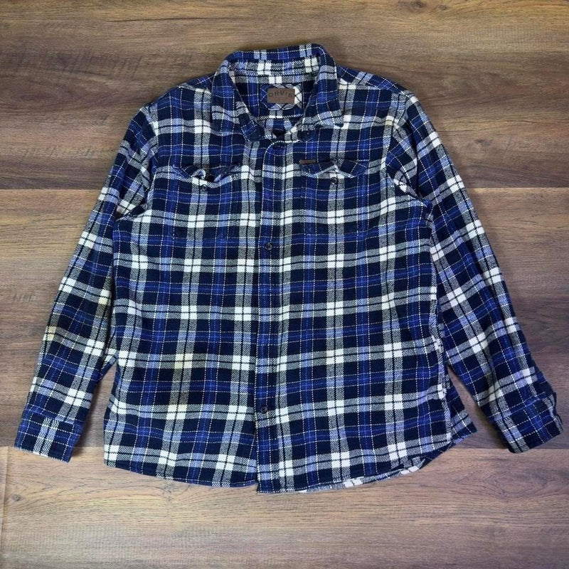 Orvis Plaid Flannel Shirt Jacket Mens XXL Blue White Shacket