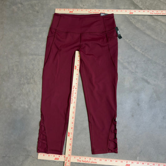 NWT Victoria Sport Knockout Capri Leggings Womens M Burgundy