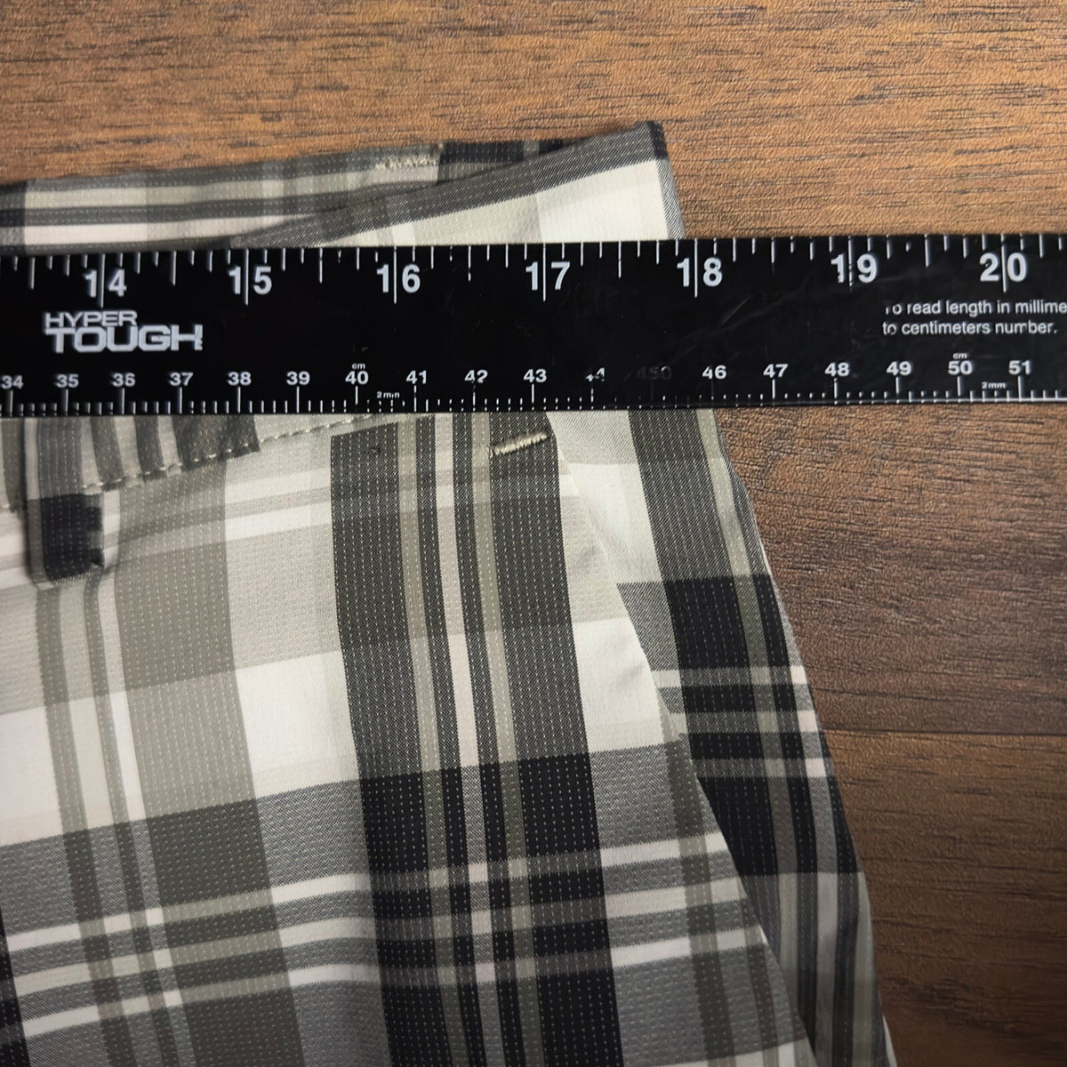 Chaps Plaid Flat Front Shorts Mens 36 Grey Black Baggy Golf