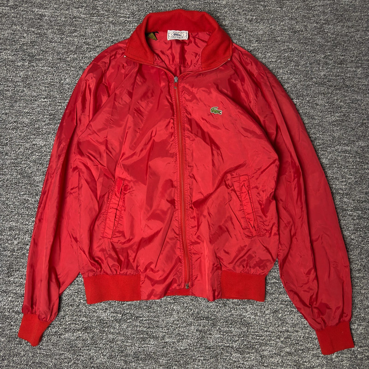 Lacoste Windbreaker Jacket Mens L Red Nylon Track