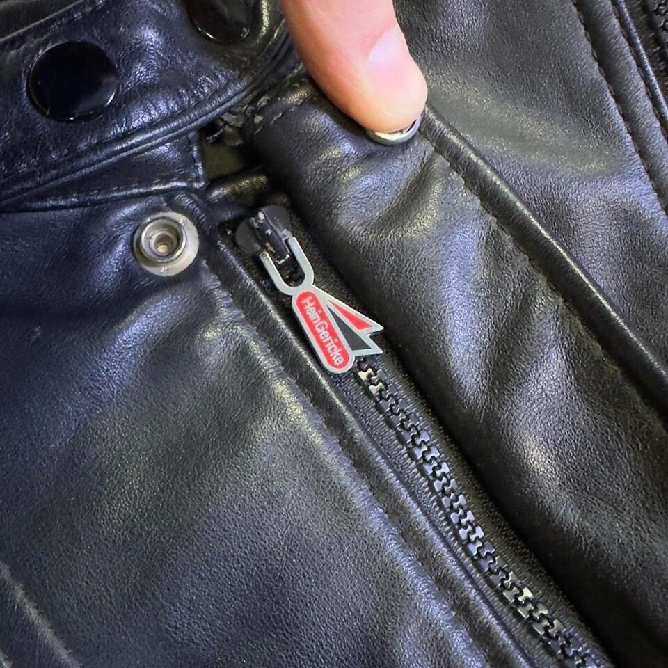 Hein Gericke Genuine Leather Motorcycle Jacket Mens 40 Black Vintage