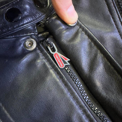 Hein Gericke Genuine Leather Motorcycle Jacket Mens 40 Black Vintage