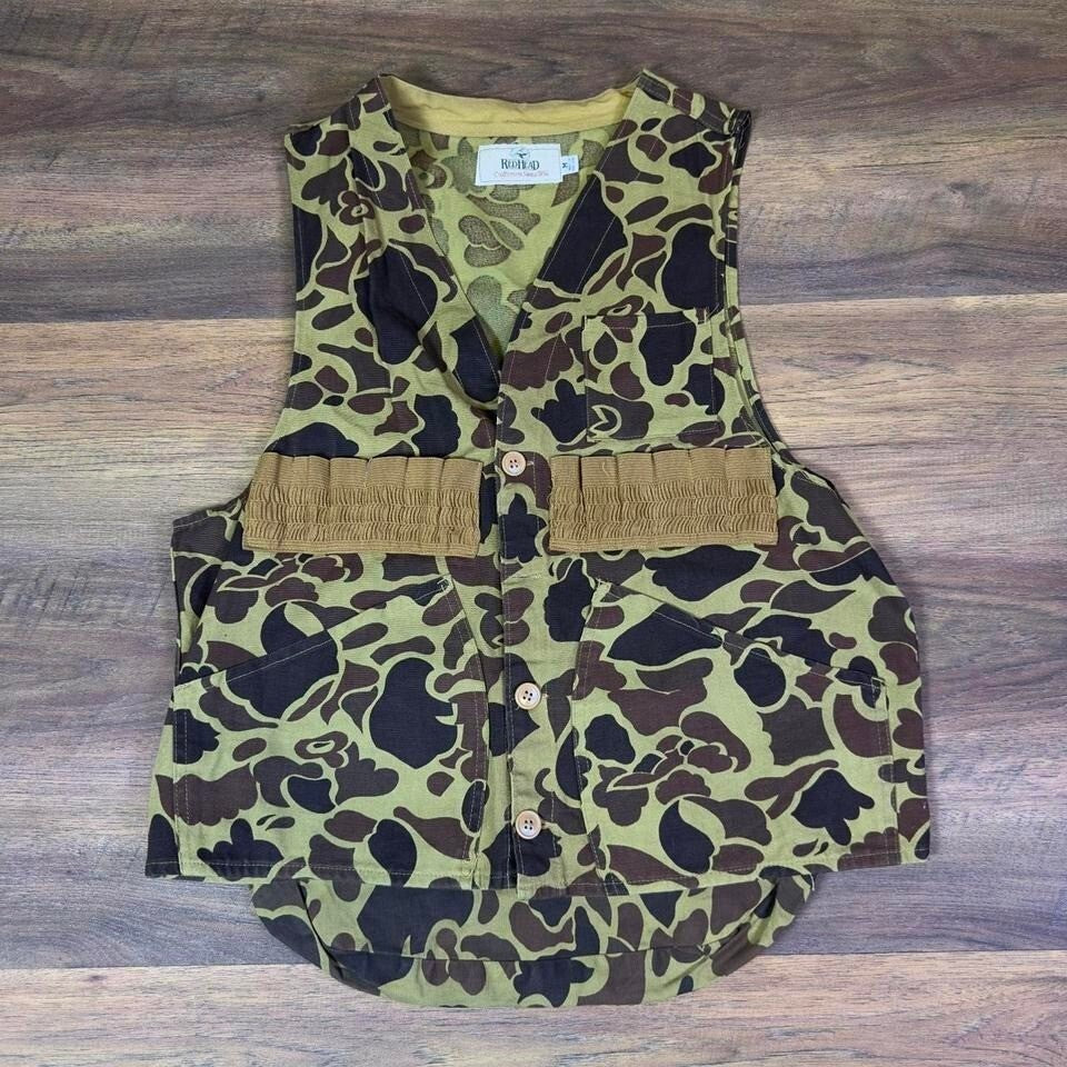 Red Head Camouflage Hunting Vest Mens M Green Brown Outdoor