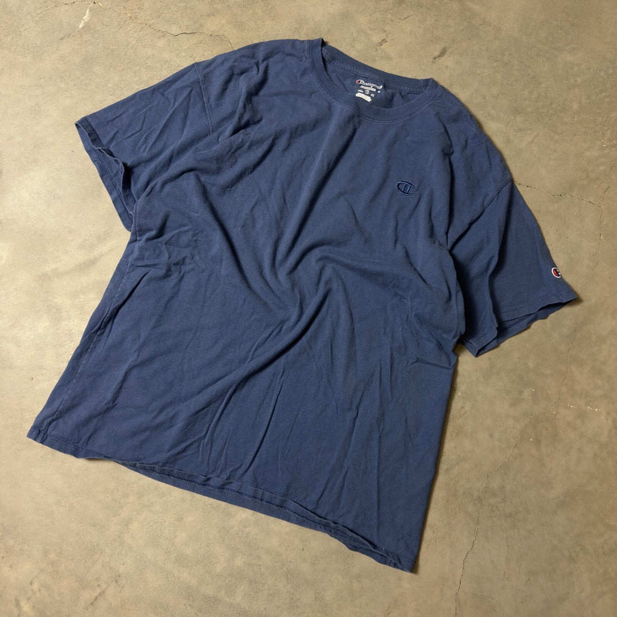 Champion Authentic T-Shirt Men XL Navy Blue Embroidered Logo