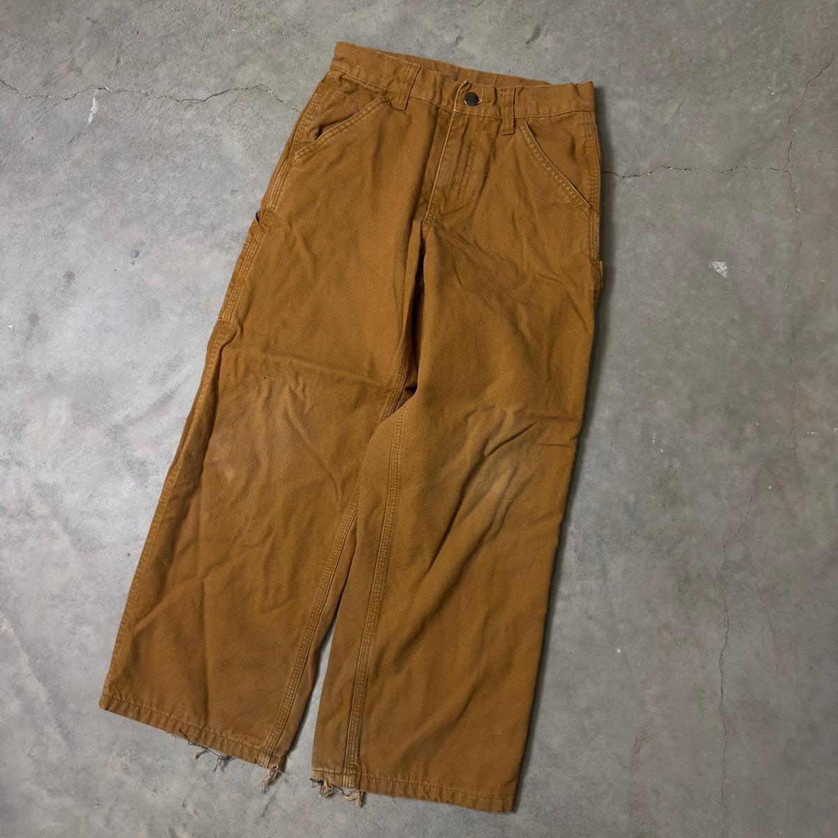 Carhartt Flannel Lined Pants Kids Size 10 Brown Baggy