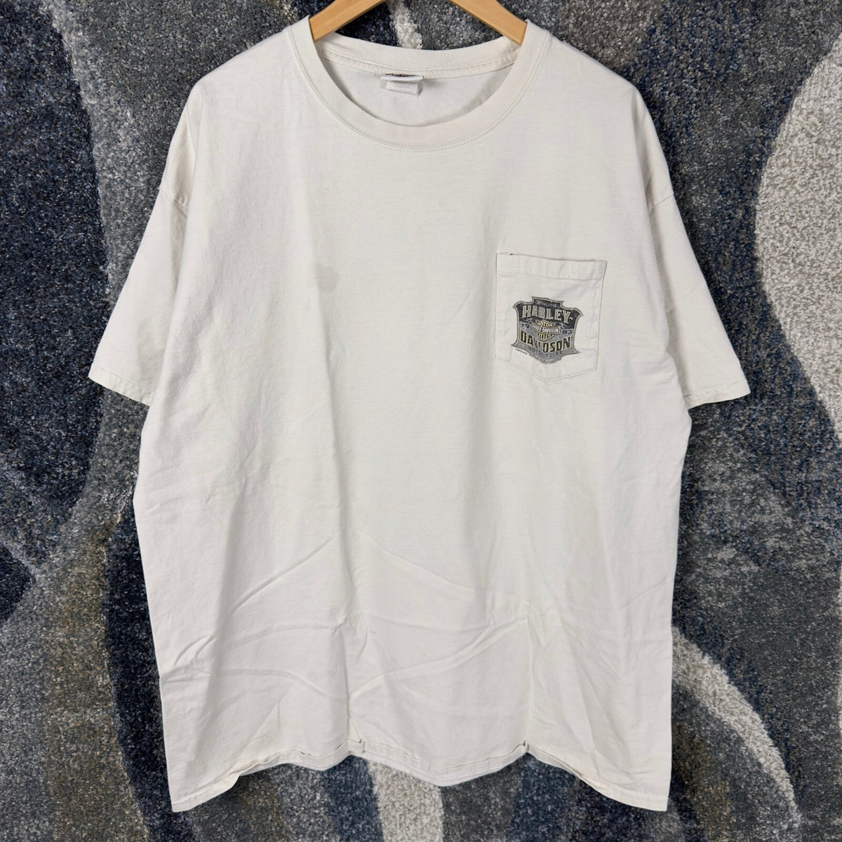 Harley Davidson Fargo ND Pocket T-Shirt Mens 2XL Cream 2012