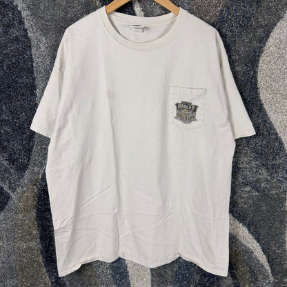 Harley Davidson Fargo ND Pocket T-Shirt Mens 2XL Cream 2012