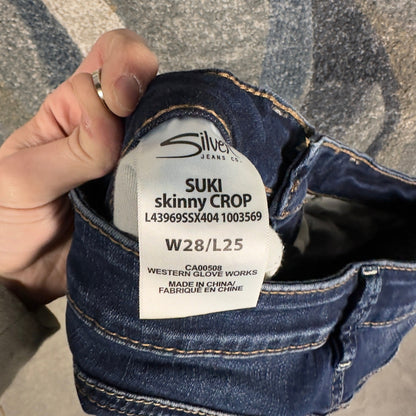 Silver Jeans Suki Skinny Crop Womens W28 L25 Dark Indigo