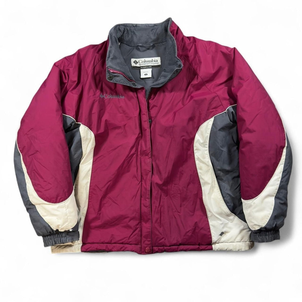 Vintage Columbia Ski Jacket Womens 1X Pink Gray Winter Coat