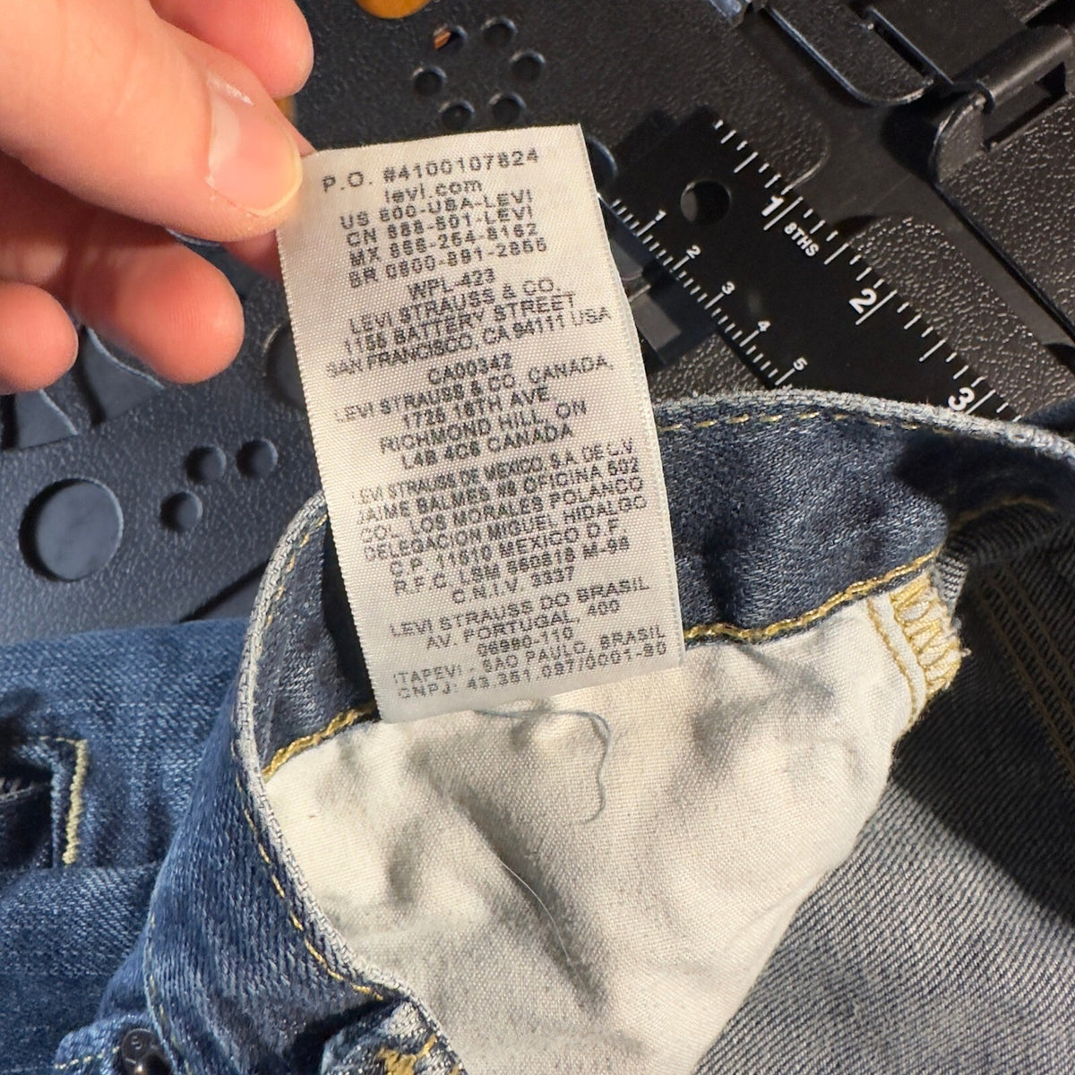 Levi's 514 Slim Straight Jeans Mens 32x36 Blue Selvedge