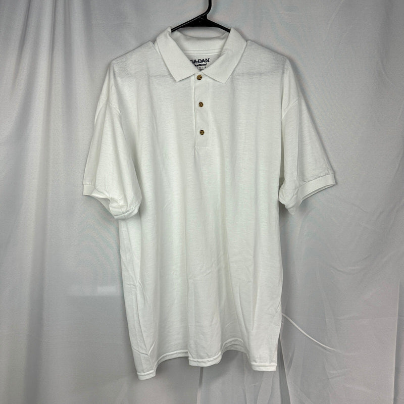 NWT Gildan Mens L White DryBlend Polo Shirt Moisture Wicking
