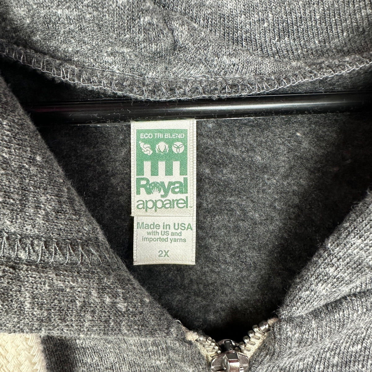 NWT Royal Apparel Mens 2X Zip Hoodie Gray Eco-Friendly