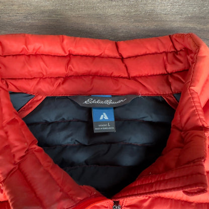Eddie Bauer First Ascent Womens Red Down Puffer Jacket Large Full Zip damaged