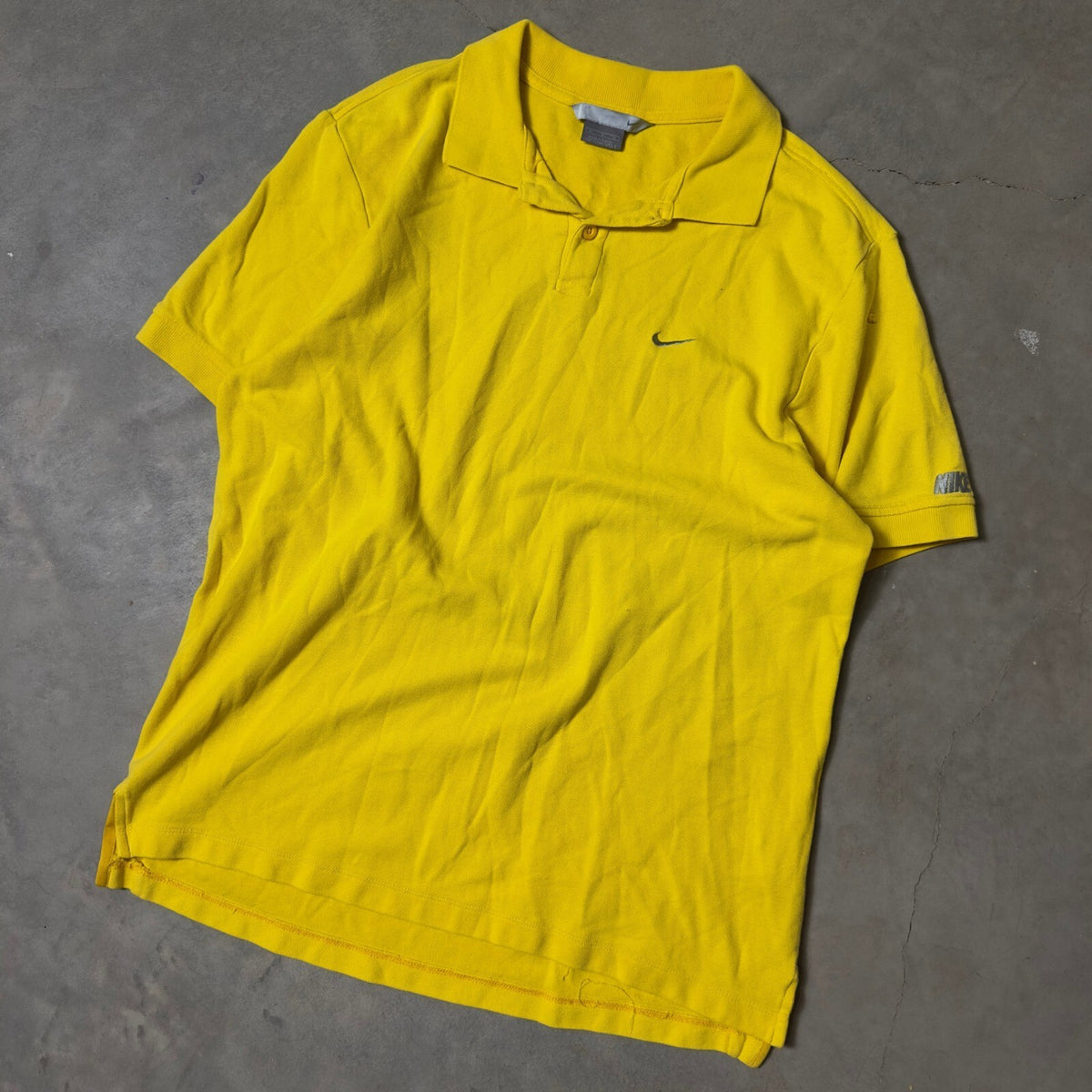 Y2K Nike Polo Shirt Mens Medium Yellow Sportswear Blokecore