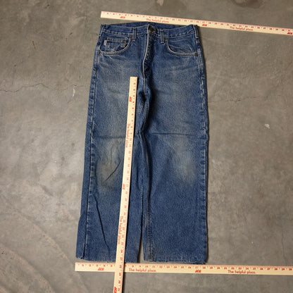 Carhartt Flannel Lined Denim Jeans Mens Straight Leg Blue