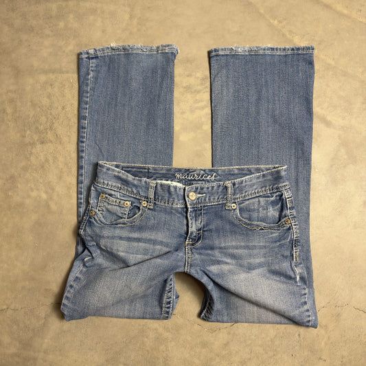 Maurices Baggy Bootcut Jeans Womens 7/8 Short Blue