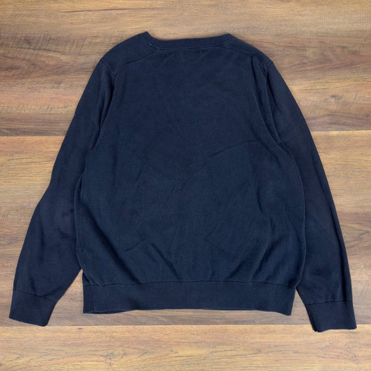 Nautica Mens Navy Blue Organic Cotton Crewneck Sweater Large