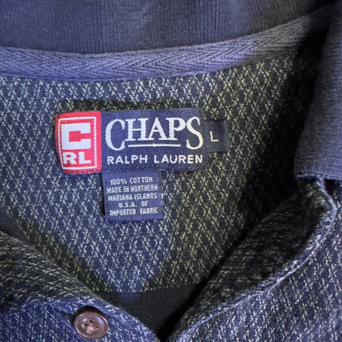 Vintage Chaps Ralph Lauren Polo Mens L Navy Diamond Knit