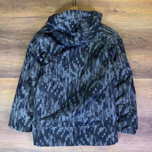 Columbia Camo Hooded Jacket Womens Medium Black Gray Coat