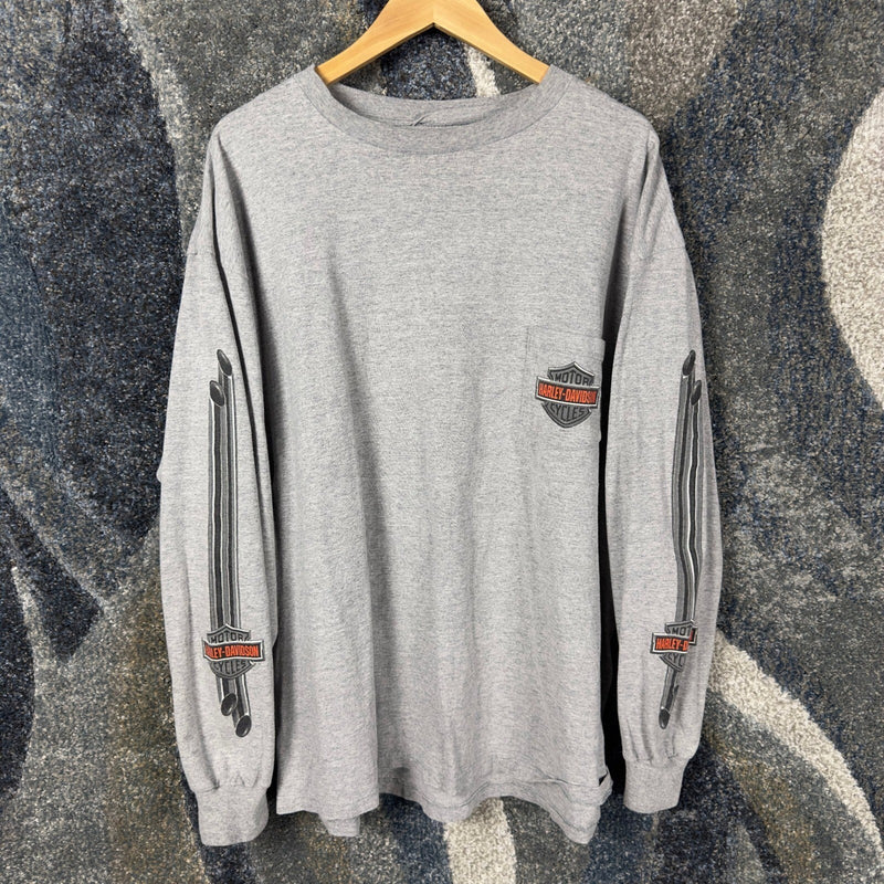 Vintage Harley-Davidson Long Sleeve T-Shirt Mens L Gray 2002