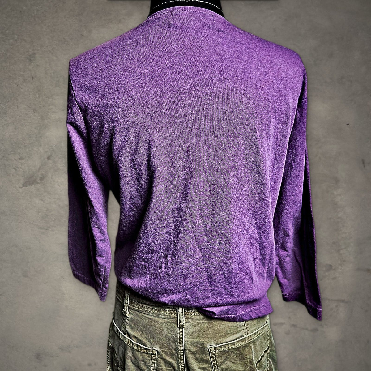Liberty Lane Embroidered Floral Henley Top Womens L Purple