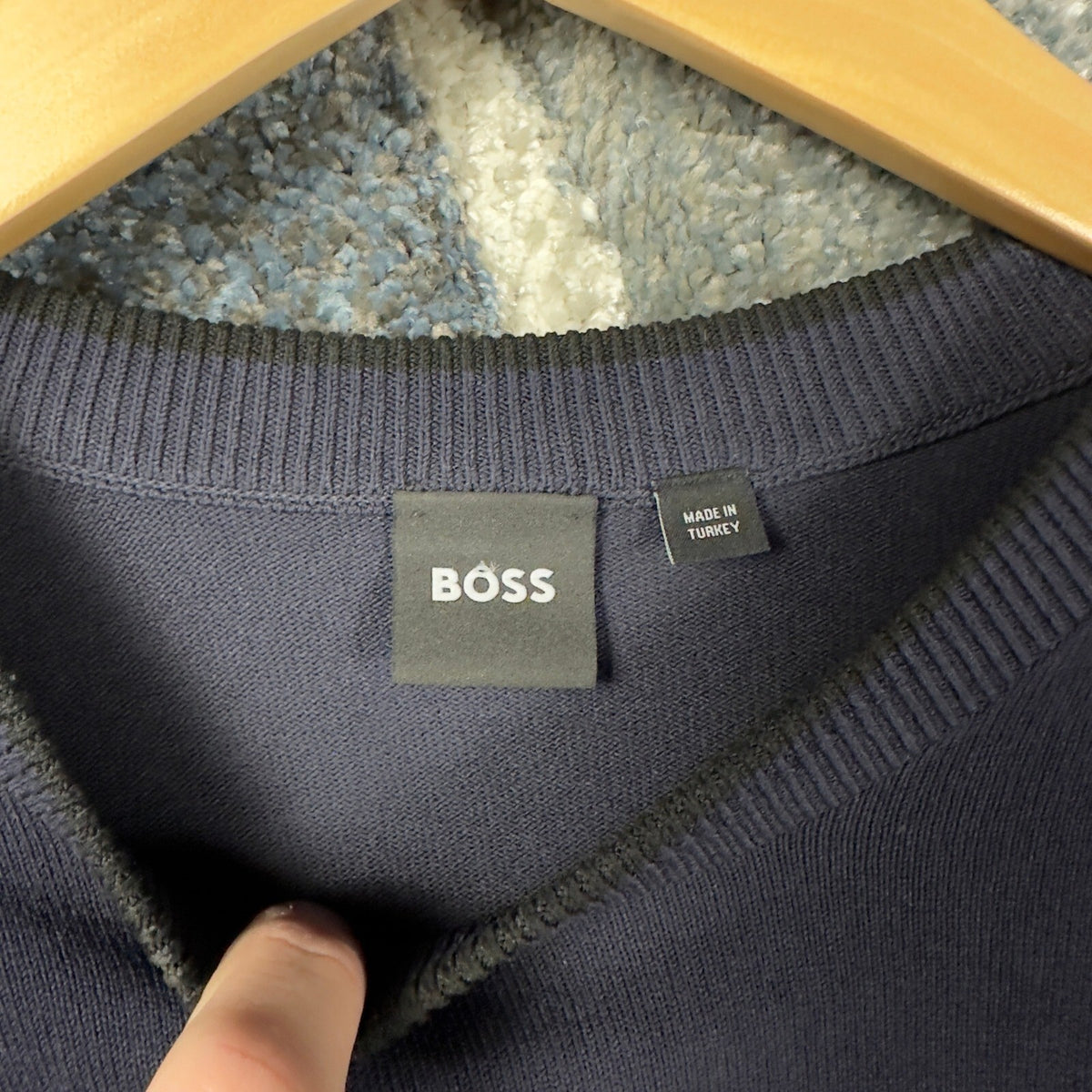 Hugo Boss Crew Neck Sweater Mens L Navy Blue Quiet Luxury