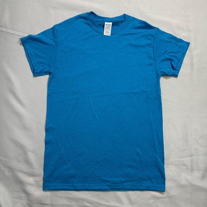 Gildan Men's T-Shirt Small Blue Heavy Cotton Crew Neck Short