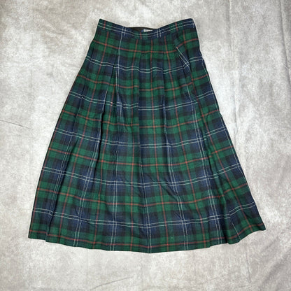 Vintage Woolrich Woman Plaid Wool Pleated Skirt 14 Made USA