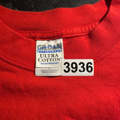 Gildan USA Flag Graphic Long Sleeve Tee Mens L Red Classic