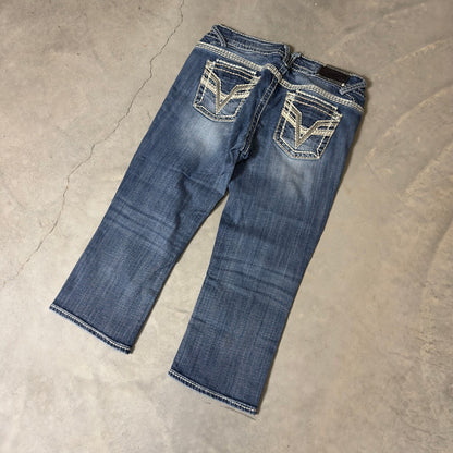 Y2K Vigoss Chelsea Crop Capri Jeans Womens 9/10 Medium Wash