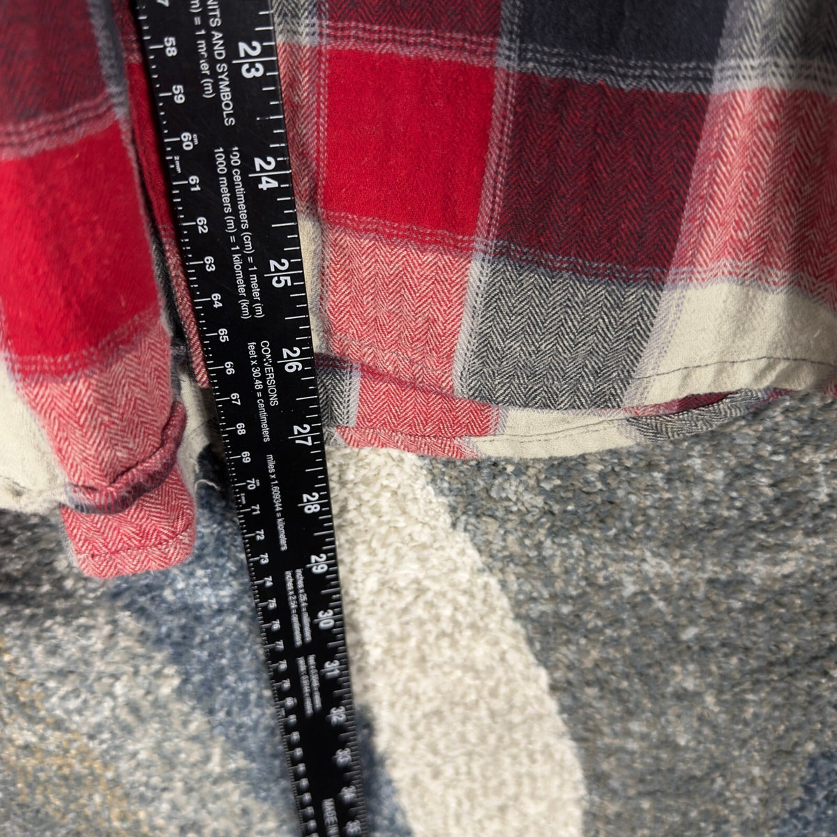 Y2K Rusty Plaid Flannel Shirt Mens S Red Black Surf Skater