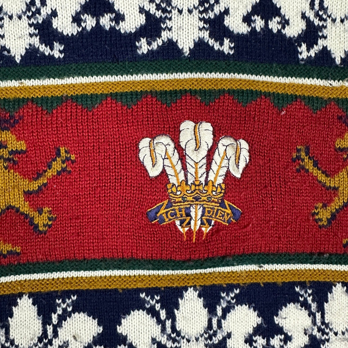 Vintage Prince of Wales Crest Lion Sweater Made in England