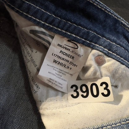 Silver Jeans Pioneer Bootcut Womens 30 Distressed Dark Wash