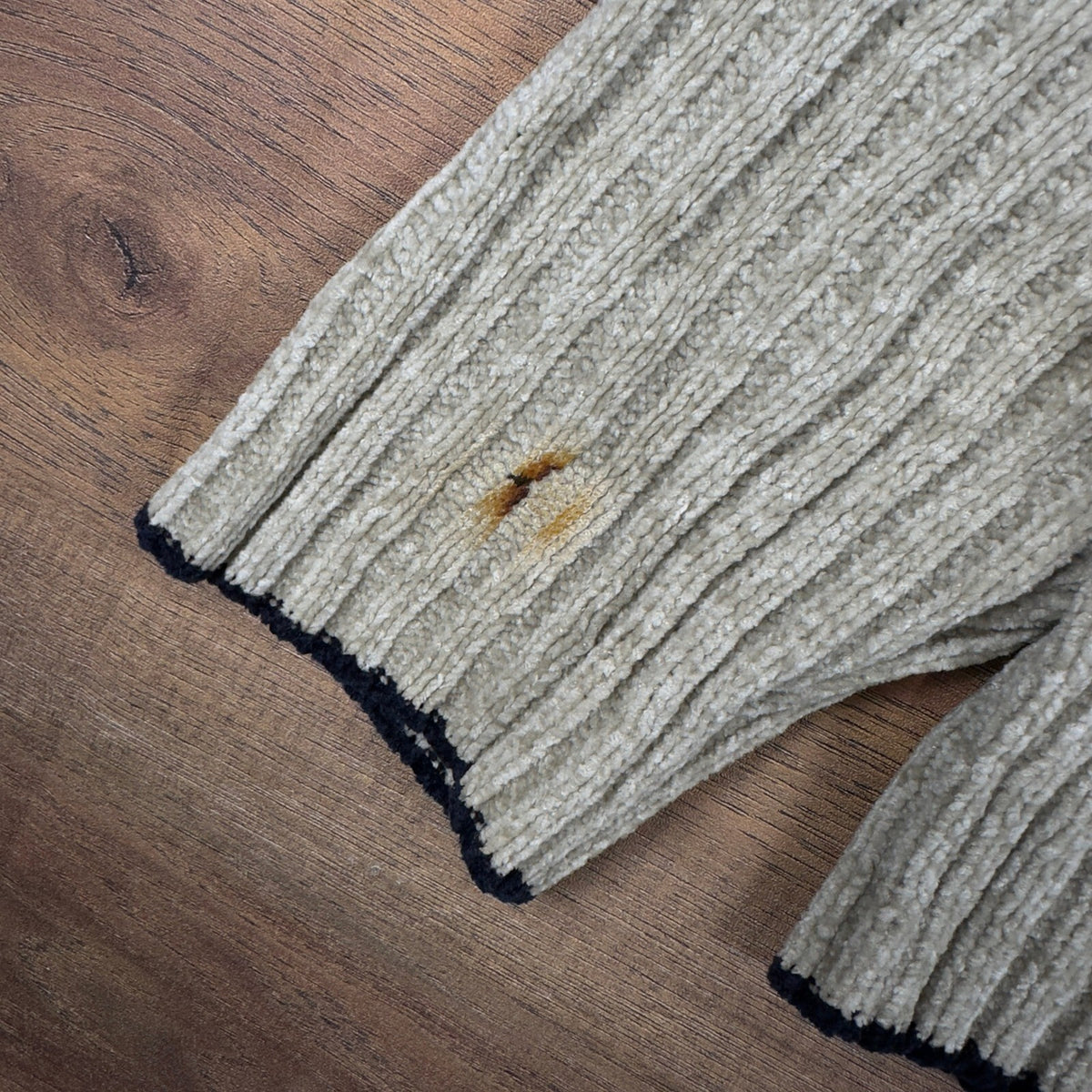 Vintage Ribbed Chenille Sweater Tan Beige Black Striped Y2K