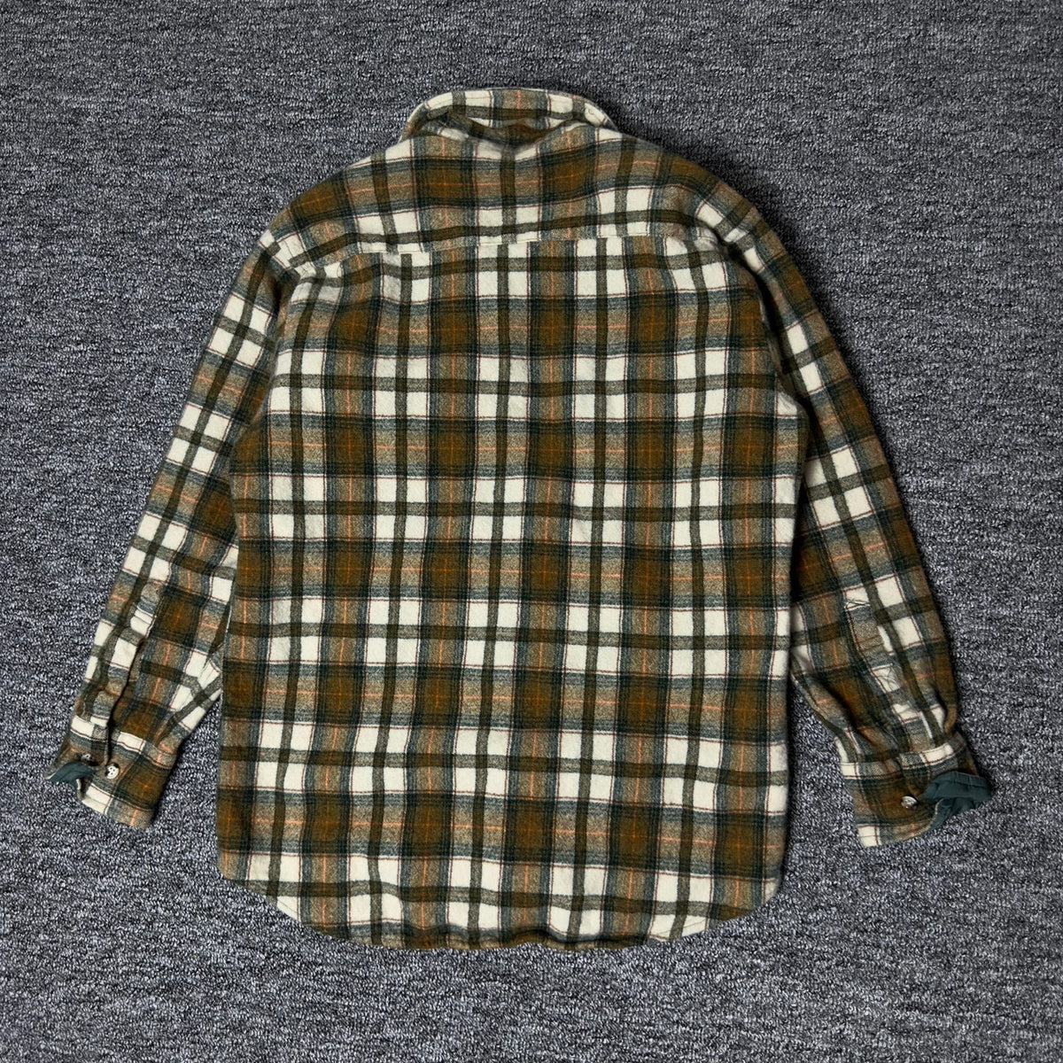 St. John's Bay Wool Flannel Shirt Mens L Brown Plaid Classic