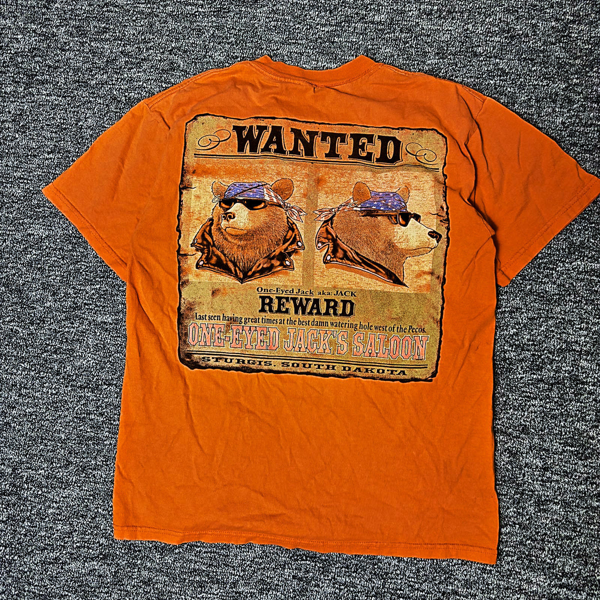 One-Eyed Jack's Saloon Sturgis Pocket Tee Mens Orange Biker