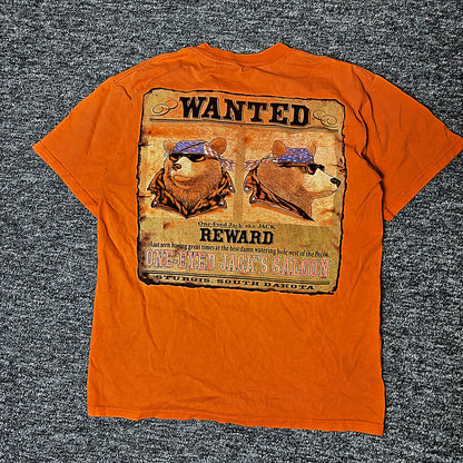 One-Eyed Jack's Saloon Sturgis Pocket Tee Mens Orange Biker