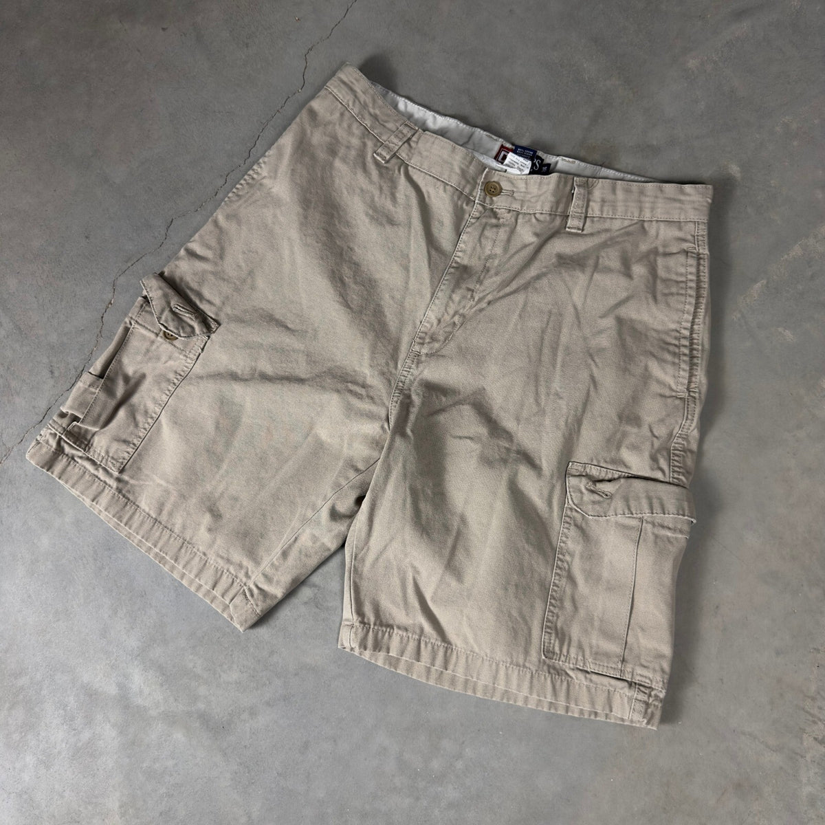 Chaps Cargo Shorts Mens 36 Khaki Tan Cotton Canvas Baggy